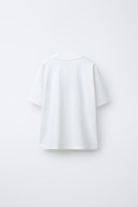 ZARA ФУТБОЛКА С ТЕКСТОМ VARSITY, БЕЛЫЙ