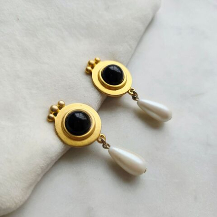 Клипсы с подвисной жемчужиной