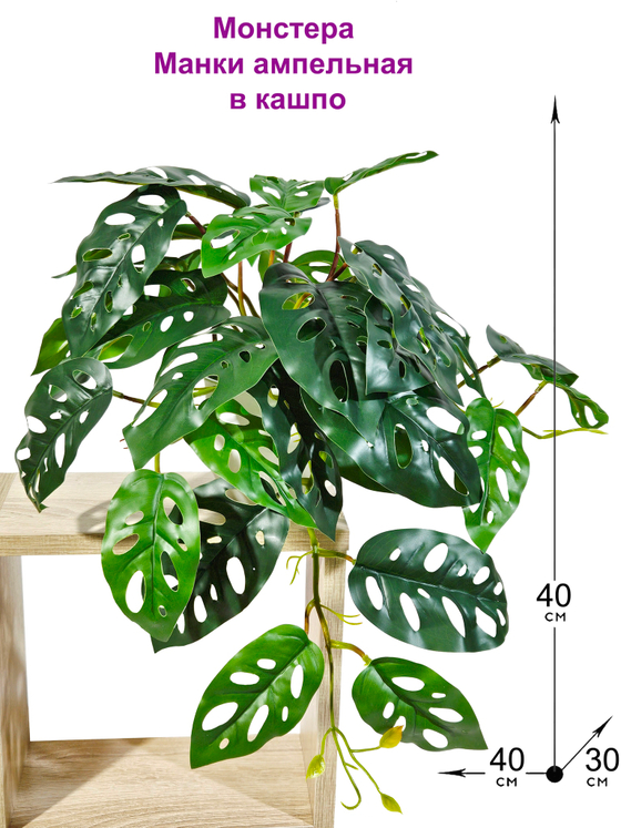 Искусственное растение в кашпо Монстера Манки 40см