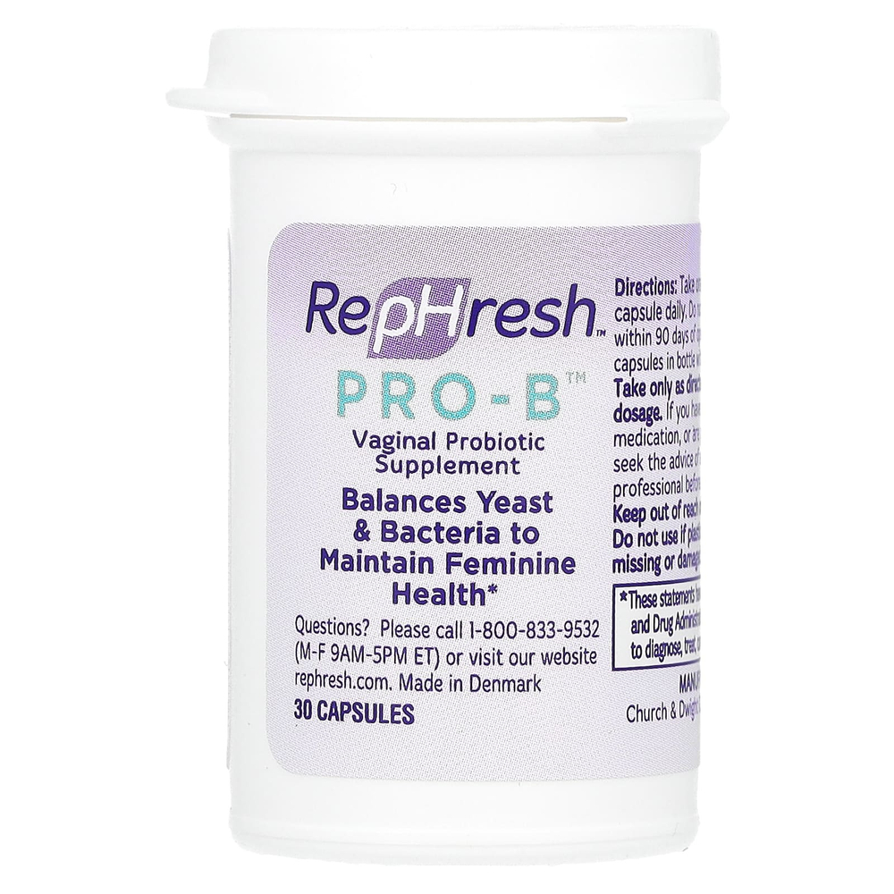 Rephresh, Pro-B, вагинальная добавка с пробиотиками, 5 млрд КОЕ, 30 капсул