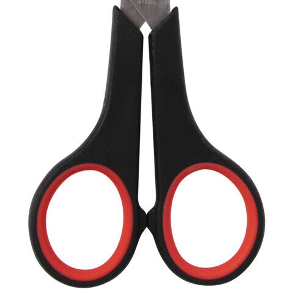 Ножницы STAFF EVERYDAY, 170 мм, бюджет, резиновые вставки, черно-красные, ПВХ чехол, 237498