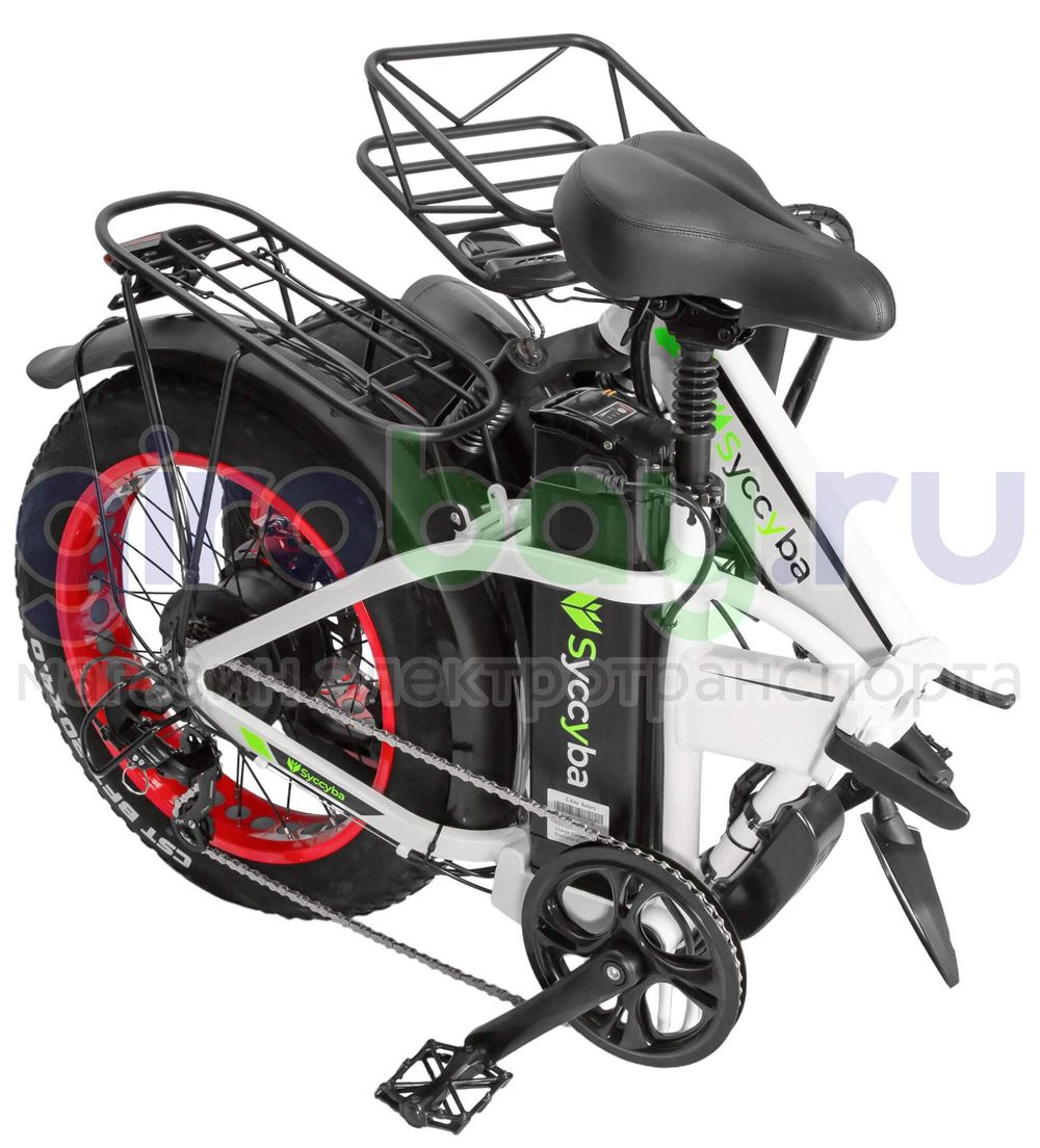 Электровелосипед Syccyba F10 Pro (48V/20Ah) - Белый с красными ободами фото №14