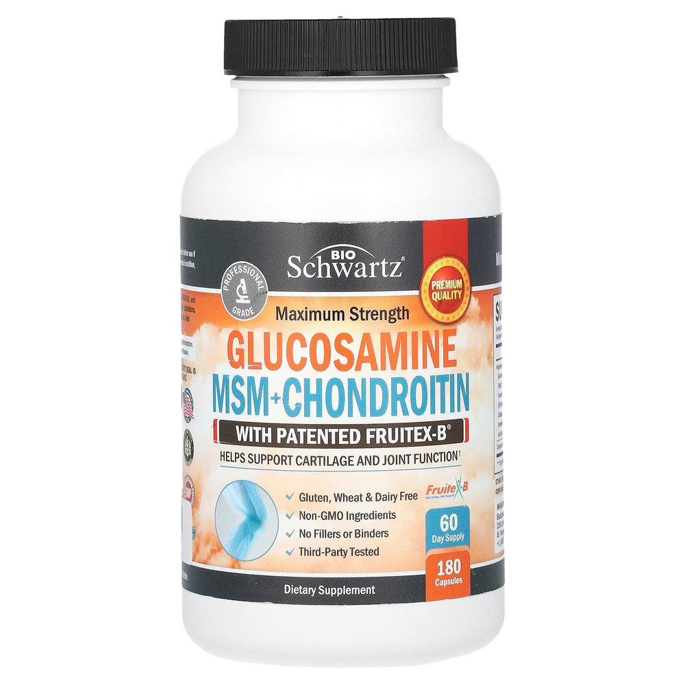 BioSchwartz, Maximum Strength, глюкозамин и МСМ + хондроитин, 180 капсул