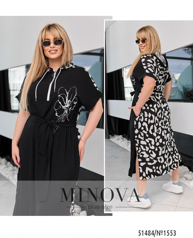 Платье 1553-черный-леопард Minova Платье 1553-черный-леопард Minova