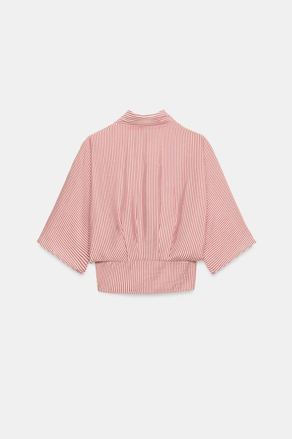 ZARA РУБАШКА В ПОЛОСКУ С УЗЛОМ, КРАСНАЯ ПОЛОСА