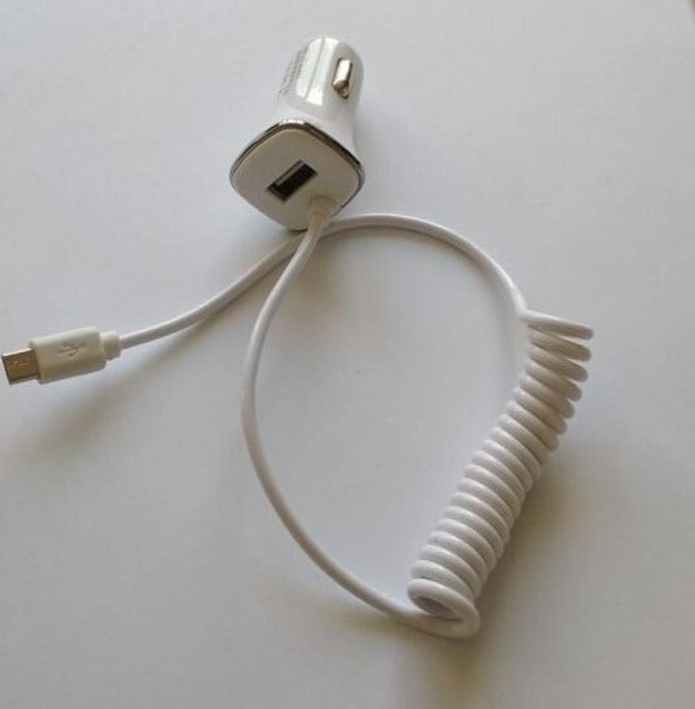 Зарядное устр-во в прикур. 1 USB 2.4A + кабель micro USB /Android/ белый (KPR)