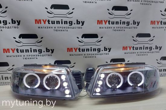 Передние фары angel eyes black для VW Passat B5 GP