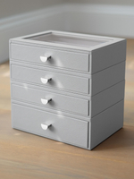 Органайзер для украшений и часов со стеклянной крышкой Stackers Classic Jewellery Box, 4 секции - White Pebble (White Pebble / серый / White Pebble / 500)