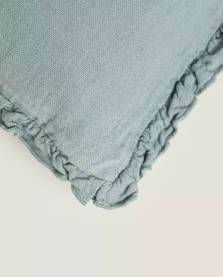 ZARA HOME ЛЬНЯНОЙ ЧЕХОЛ ДЛЯ ДЕКОРАТИВНОЙ ПОДУШКИ, ЗЕЛЕНЫЙ