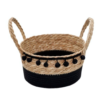 Корзина для хранения с ручками "Колумбия", Д240 Ш240 В130, натуральный, черный