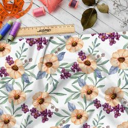 Ткань барби мягкие цветы на белом фоне