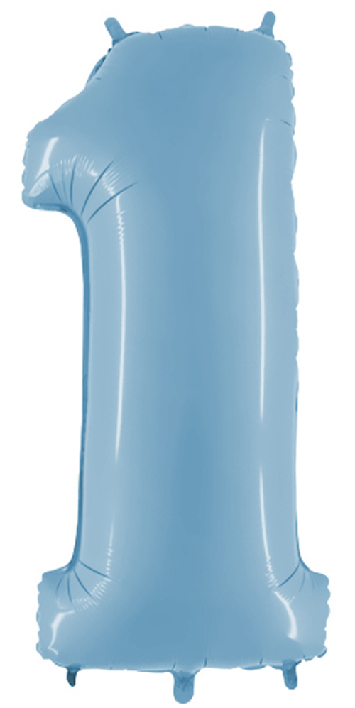 Фольгированный шар Цифра 1 голубой 102 см