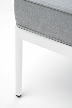 "Канны" угловой модуль плетеный из роупа, каркас алюминий белый шагрень, роуп светло-серый круглый, ткань светло-серая