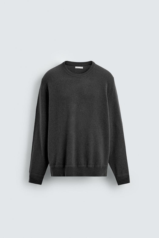 ZARA СВИТЕР ИЗ ШЕРСТИ И КАШЕМИРА, СЕРО-КОРИЧНЕВЫЙ
