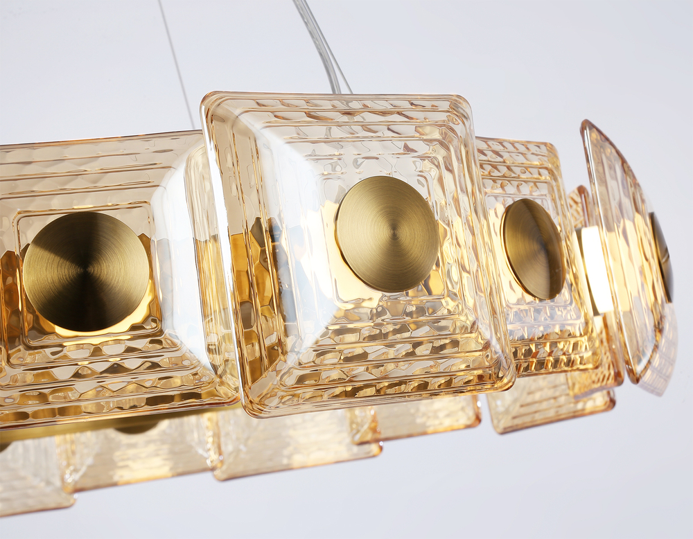 Светильник светодиодный подвесной LH31027 BS/TI латунь/янтарь 72W 3000K D700*150