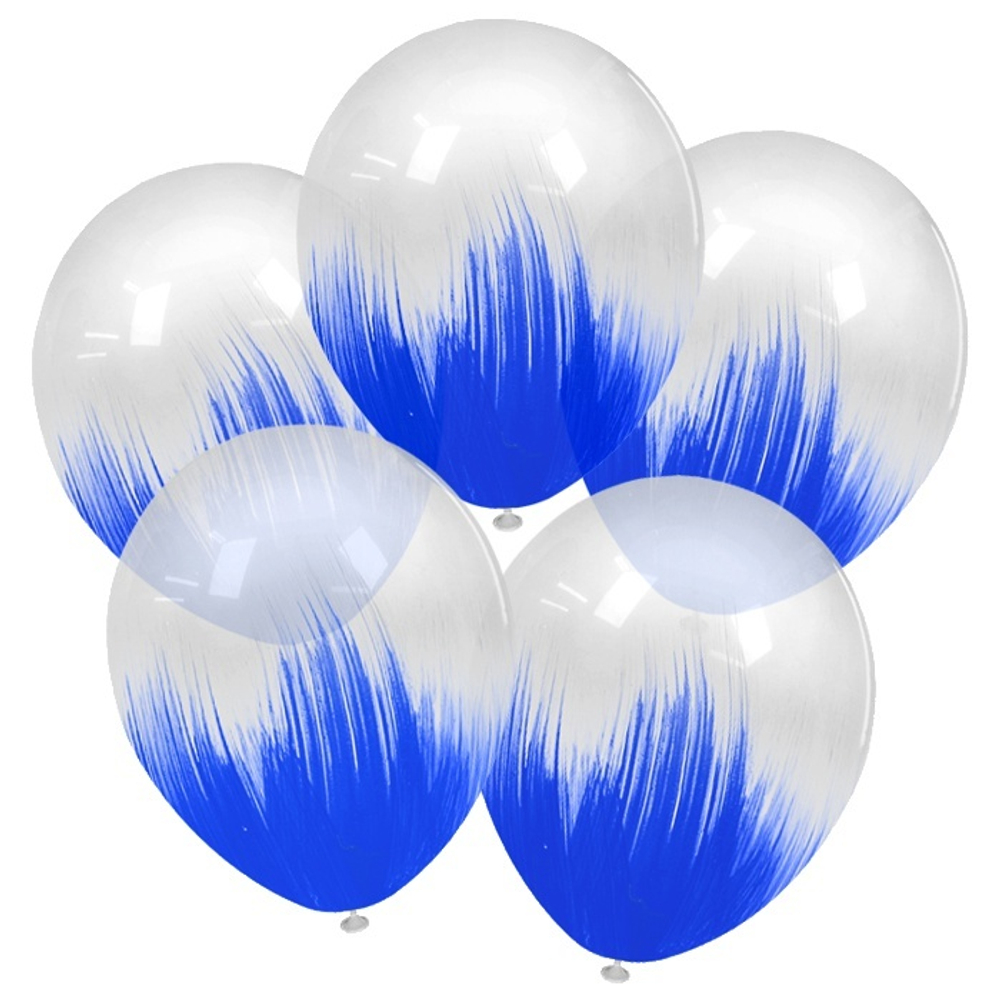 Воздушные шары Орбиталь с рисунком Синий браш, 5 шт. размер 12" #811004