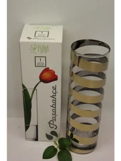 Ваза цилиндр золотая спираль