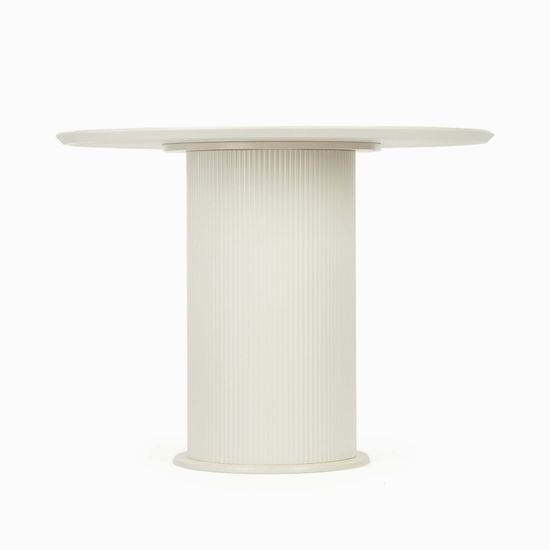 Круглый обеденный стол белого цвета Lona 100 см, ножка металл, столешница меламин