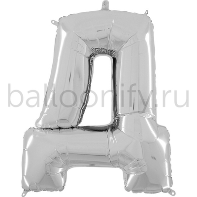 Фольгированная фигура, Буква Д 66 см Silver