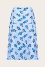 Голубая юбка-миди с цветочным принтом "Бланш"