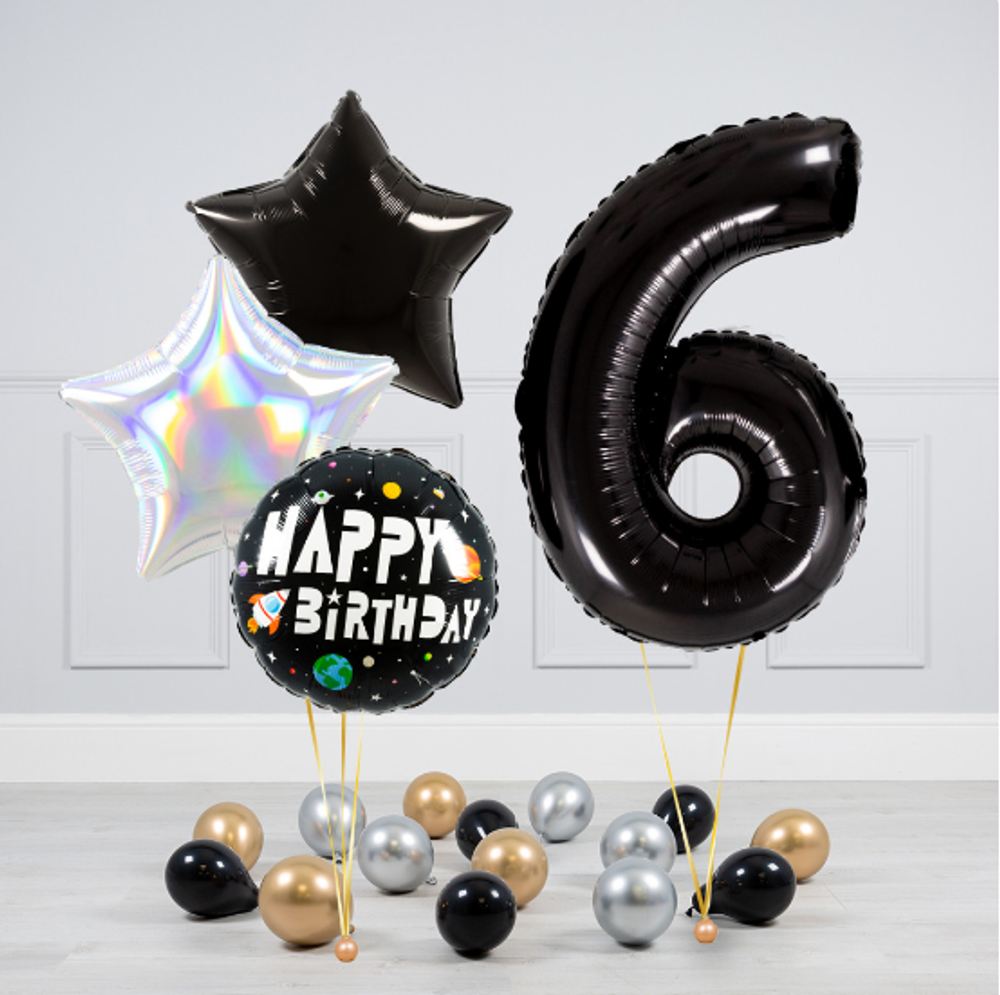 FM Шар 40" / 102 см "Цифра 6" Черный (БГ-60)  Изображение6