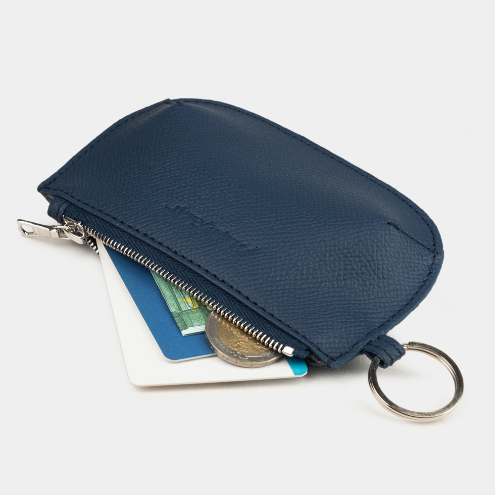 Ключница-кошелек Chatelain из кожи сафьяно, темно-синего цвета