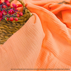 Муслин двухслойный гладь. цв.Кораллово-персиковый | ш.135 см | 120 г/м² | хлопок-100%