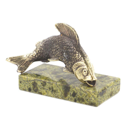 Статуэтка из бронзы на подставке из змеевика "Рыбка" G 119829
