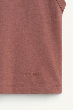 ZARA ТОП С КРУГЛЫМ ВЫРЕЗОМ, ТЕРРАКОТОВЫЙ