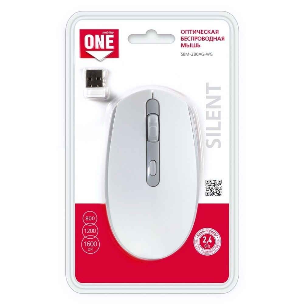 Мышь беспроводная Smartbuy SBM-280AG-WG White/Grey