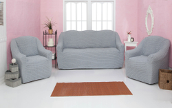 Комплект чехлов на диван и 2 кресла без оборки, цвет Серый