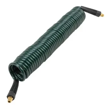 Шланг витой полиуретановый 6.5мм х 10мм х 10м с резьбовыми наконечниками 1/4''(max давление 15бар, раб. t от -20 до +60°С) RockFORCE RF-AHC-48B