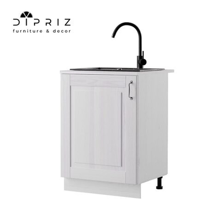 Кухонный модуль под мойку 60 см Венесуэла из массива сосны, белый воск