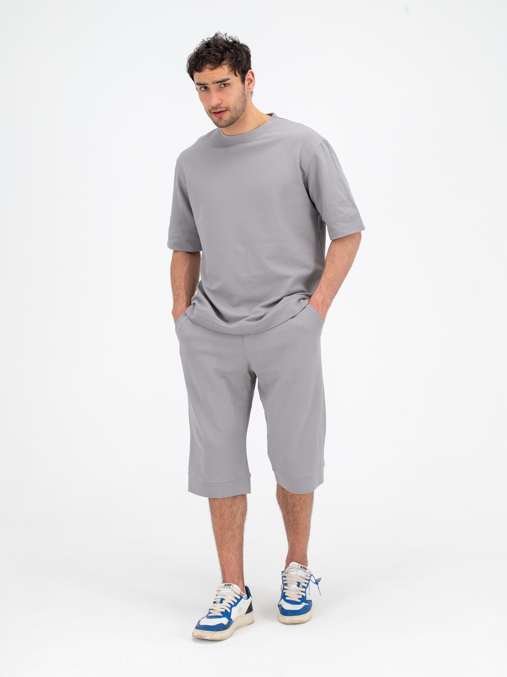 Костюм хлопковый с шортами. Грей