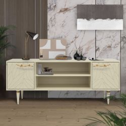 Тумба под ТВ Арт Колор leaves 155см Классик Голд Серый Шелк