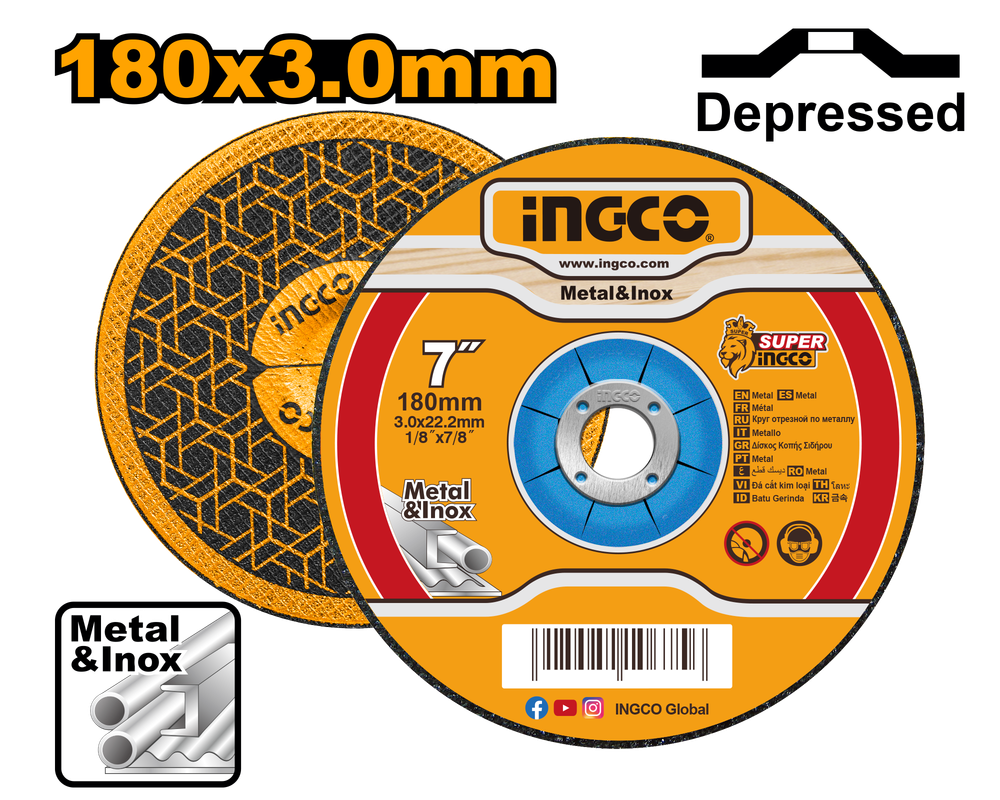 Круг шлифовальный по металлу INGCO MCD301801 180х3,0х22,2 мм Metal