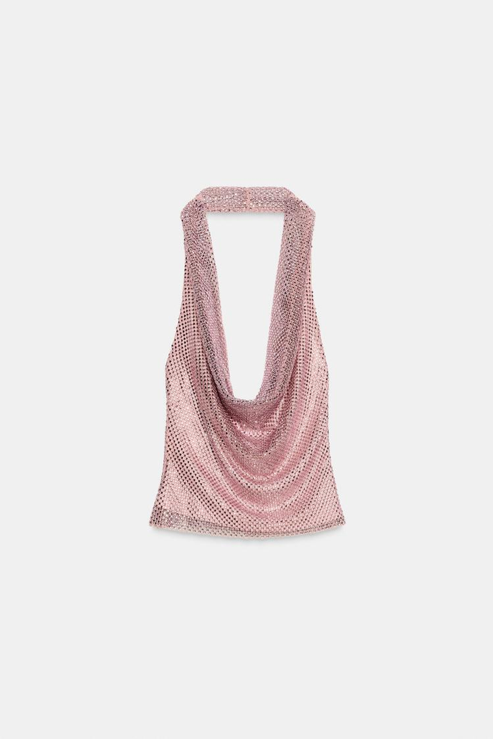 ZARA ТОП ХАЛТЕР С БЛЕСТКАМИ, РОЗОВЫЙ