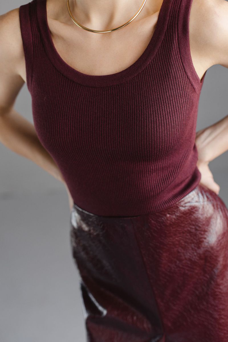 Майка из вискозы с шерстью бордовая