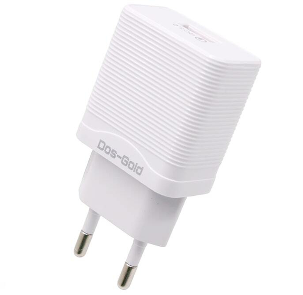Сетевой адаптер питания Dos-Gold E04 QC 3.0 1USB (белый)