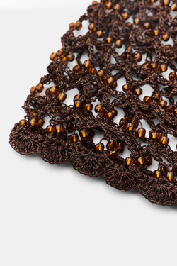 ZARA ШАПОЧКА С БУСИНАМИ, КОРИЧНЕВЫЙ