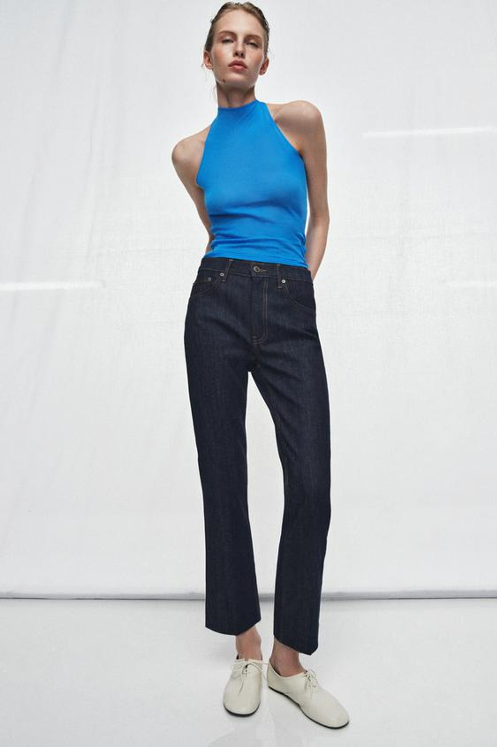 ZARA ДЖИНСЫ BOOTCUT СО СРЕДНЕЙ ПОСАДКОЙ — ZW COLLECTION, СИНИЙ