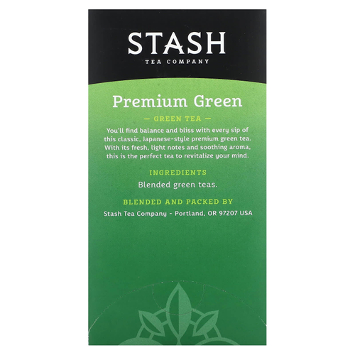 Stash Tea, Green Tea, Green Tea, Premium Green, 20 чайных пакетиков, 40 г (1,4 унции)