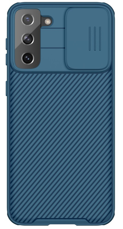 Чехол от Nillkin синего цвета на Samsung Galaxy S21+ Плюс, серия CamShield Pro Case с защитной шторкой для задней камеры