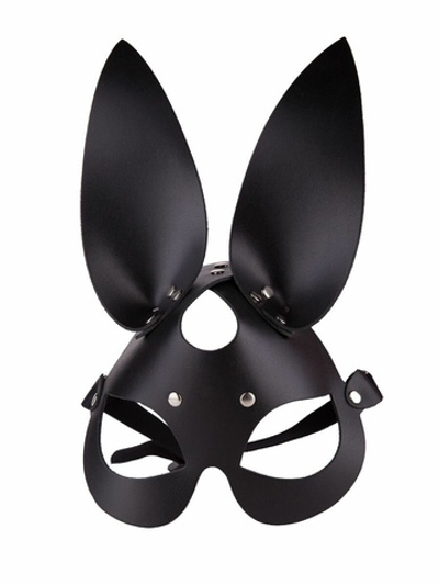 Чёрная кожаная маска с длинными ушками (Цвет: черный)