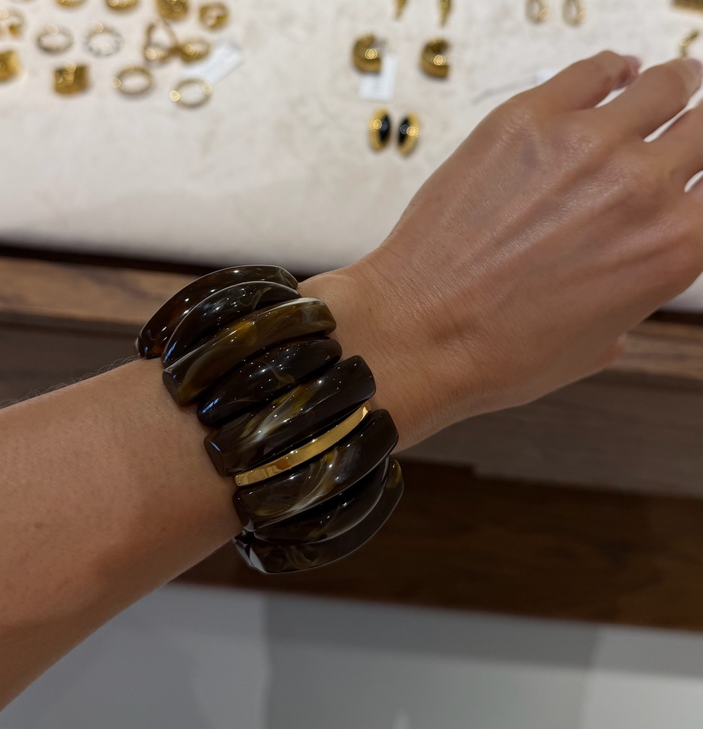 Браслет Акриловые на резинках коричневый