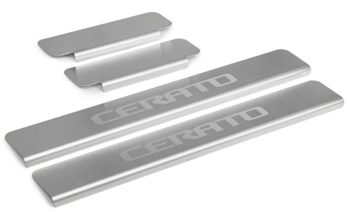 Накладки на пороги Rival для Kia Cerato III 2013-09.2018, нерж. сталь, с надписью, 4 шт., NP.2805.3