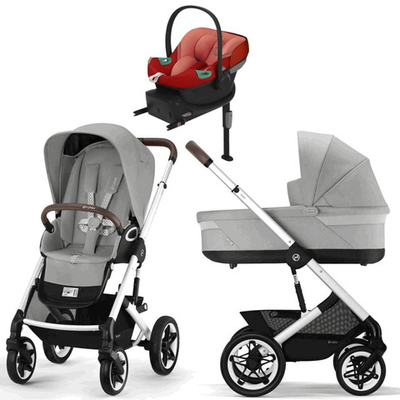 Коляска Cybex Talos S Lux SLV complete Aton S2 Hibiscus Red Base One 4 в 1 Stone Grey с дождевиками