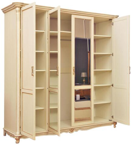 Шкаф для одежды 4д "Алези" П1.350.1.14 Сл. кость с зол., Массив