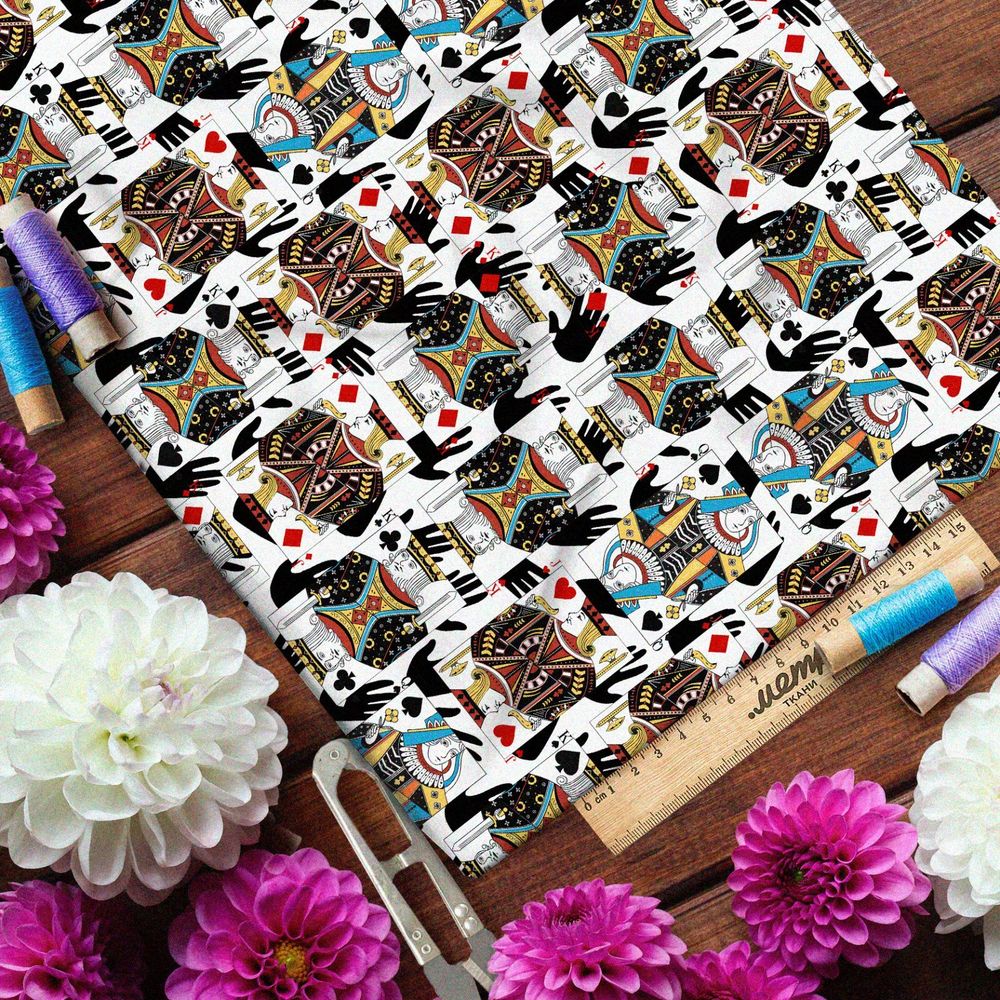 Ткань поплин пёстрые игральные карты