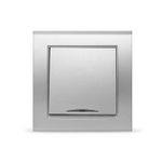 Выключатель одноклавишный с подсветкой "UNIVersal" серия "Бриллиант", с/у, 10А, 220В, серебро (еврос